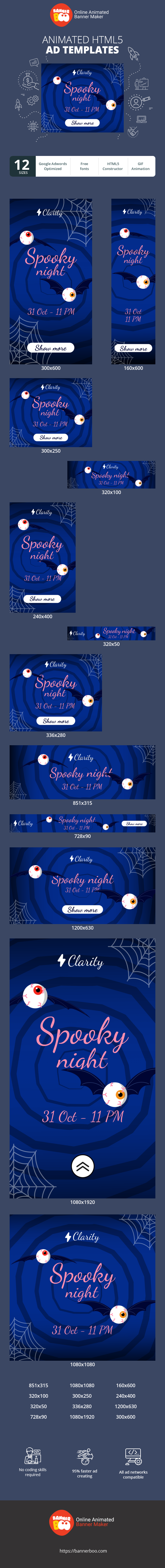 Banner ad template — Spooky Night — 31 Oct - 11 Pm