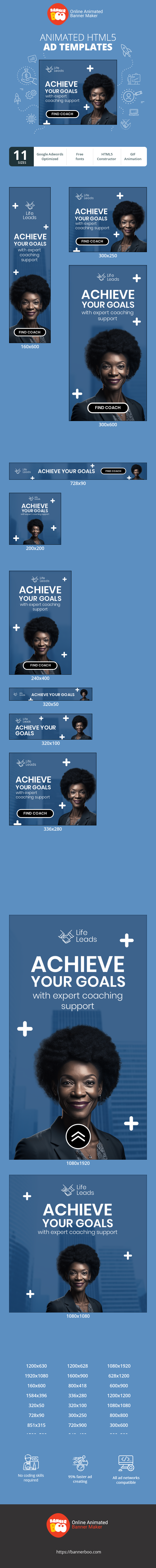 Шаблон рекламного банера — Achieve Your Goals — With Expert Coaching Support