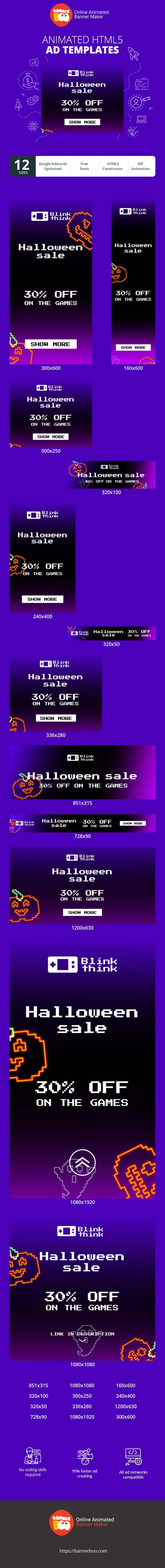 Szablon reklamy banerowej — Halloween-Verkauf — 30 % Rabatt auf die Spiele