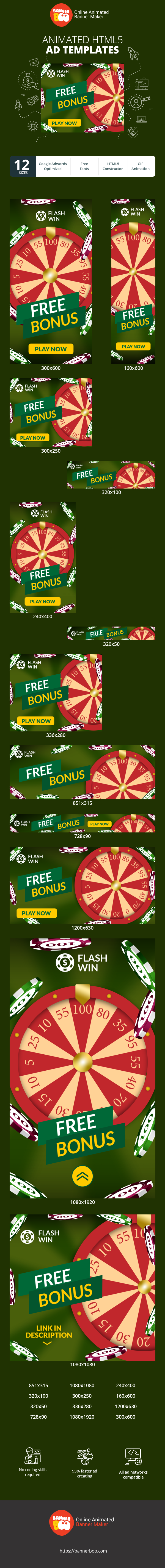 Banner ad template — Free Bonus — Gambling