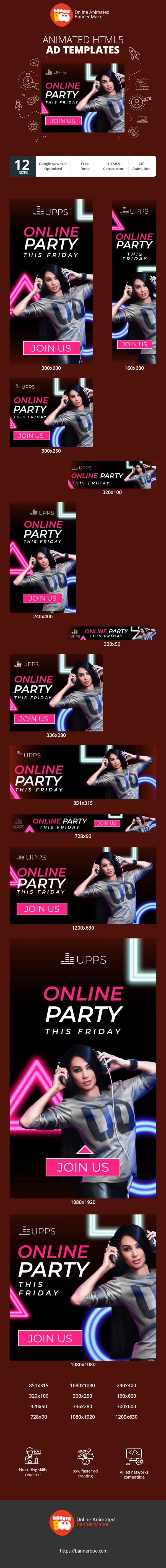 Szablon reklamy banerowej — Online Party — This Friday