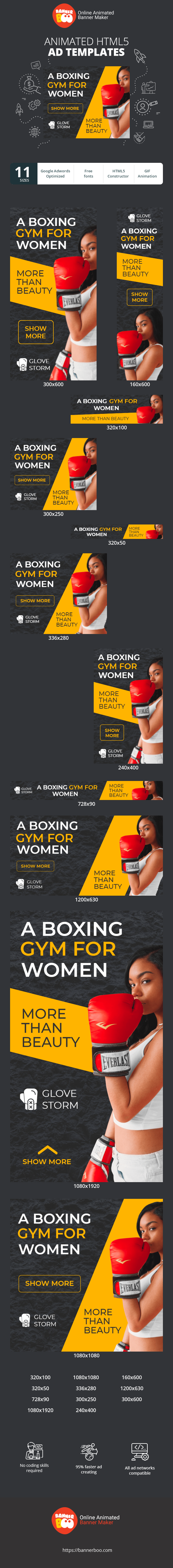 Szablon reklamy banerowej — Siłownia bokserska dla kobiet — więcej niż uroda