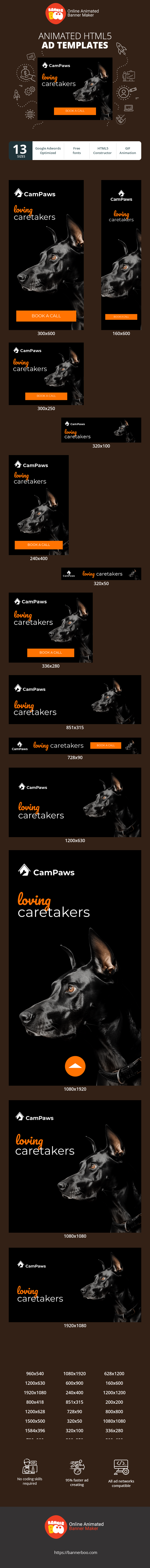Szablon reklamy banerowej — Loving Caretakers — Certified Professionals