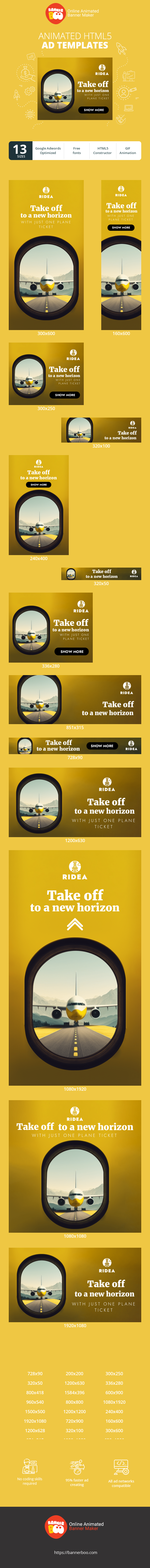 Banner ad template — Take Off To A New Horizon  — With Just One Plane Ticket