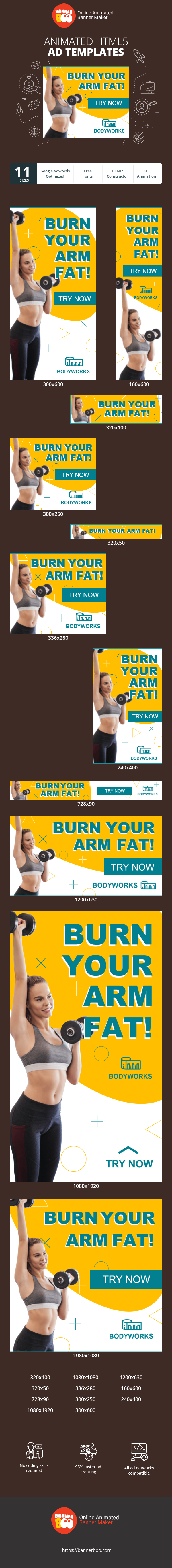 Szablon reklamy banerowej — Spal Tłuszcz z Ramion — Fitness dla Kobiet