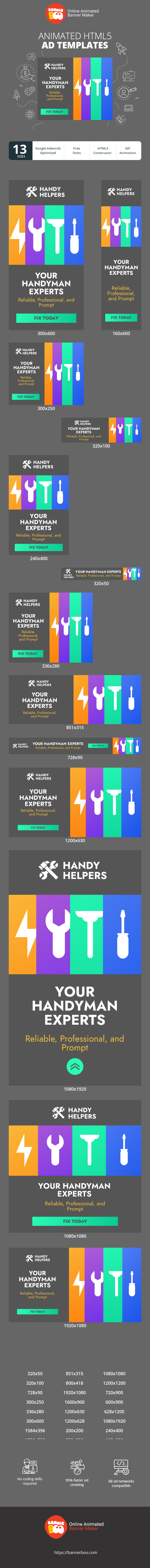 Banner ad template — Your Handyman Experts — Reliable, Professional, and Prompt