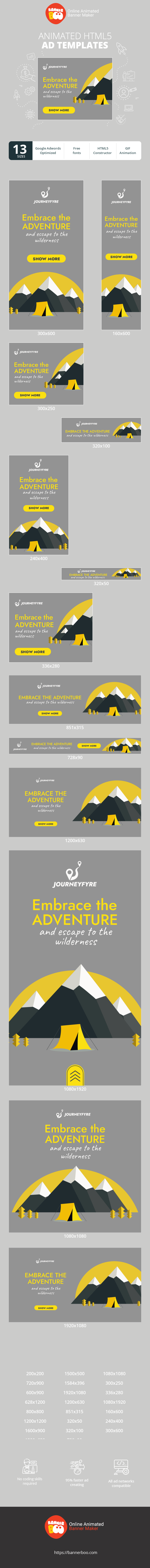 Banner ad template — Embrace The Adventure — And Escape To The Wilderness