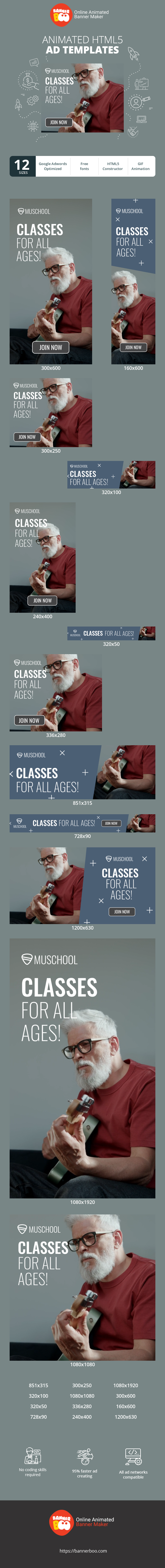 Szablon reklamy banerowej — Zajęcia dla wszystkich grup wiekowych! — Edukacja