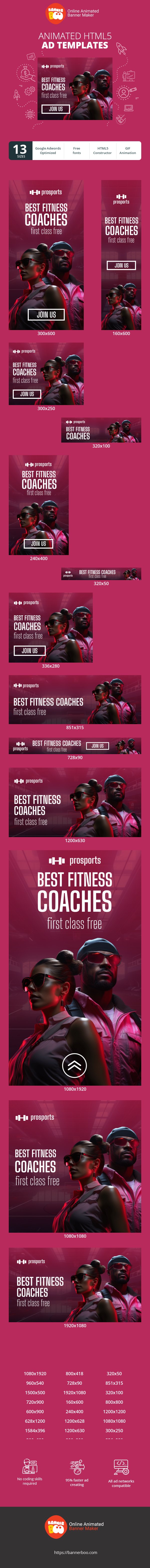 Banner ad template — Best Fitness Coaches — First Class Free