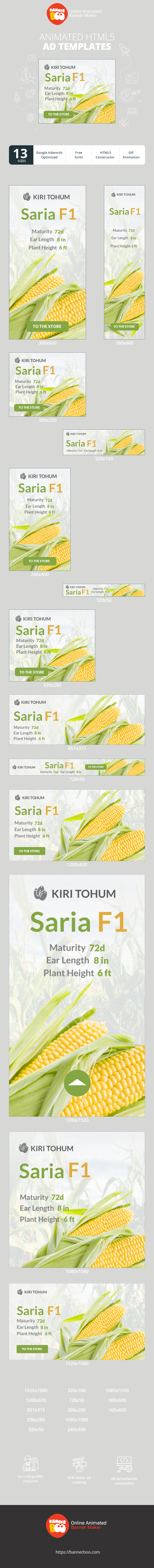 Banner ad template — Saria F1 Corn Hybrid — Agriculture