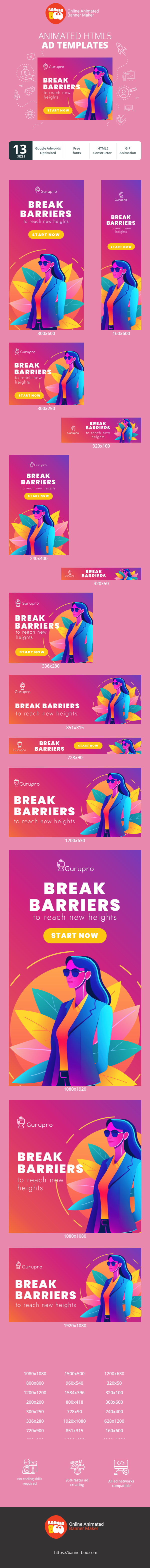 Banner ad template — Break Barriers — To Reach New Heights