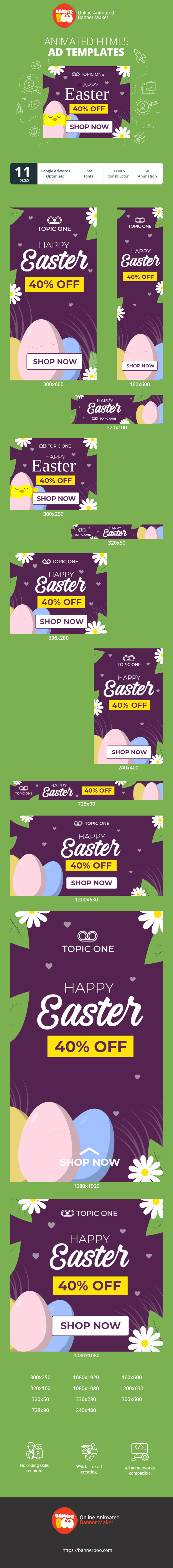 Banner ad template — Happy Easter — 40% Off