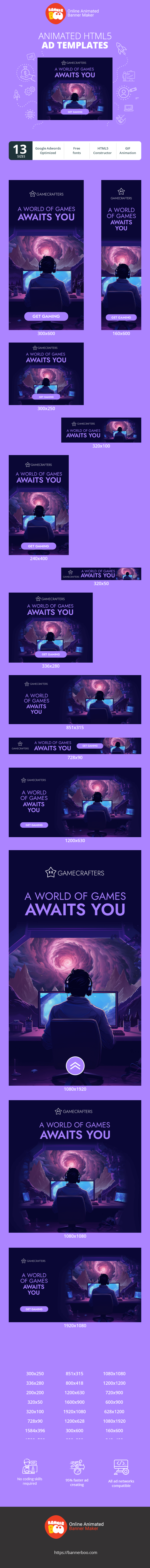 Banner ad template — A World Of Games Awaits You — Gaming