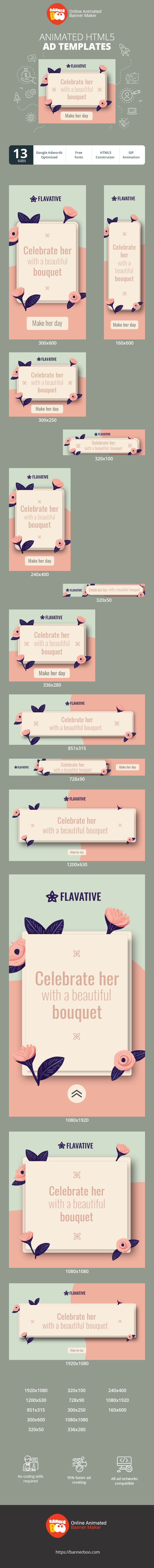 Banner ad template — Celebrate Her With A Beautiful Bouquet — Women's Day