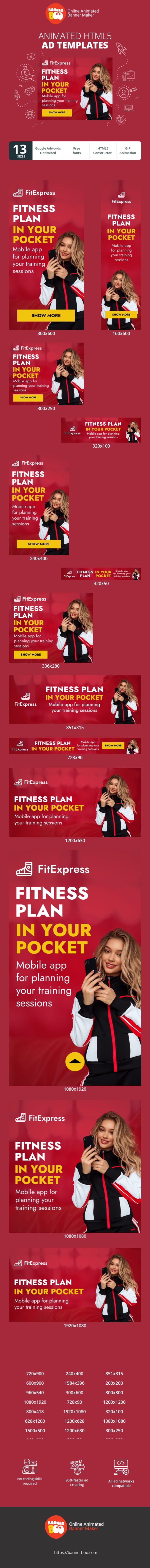 Banner ad template — Fitness Plan In Your Pocket — Mobile App For Planning Your Training Sessions
