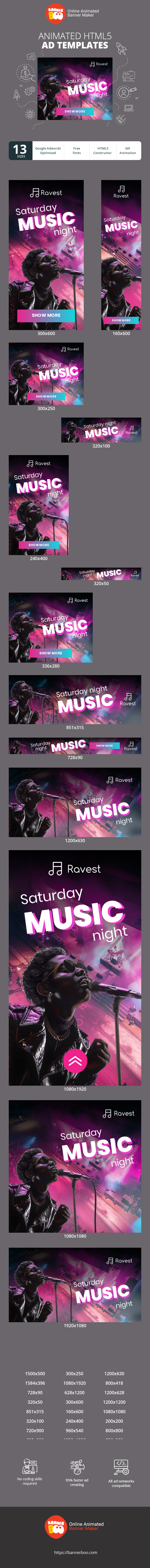 Banner ad template — Saturday Music Night — Festivals