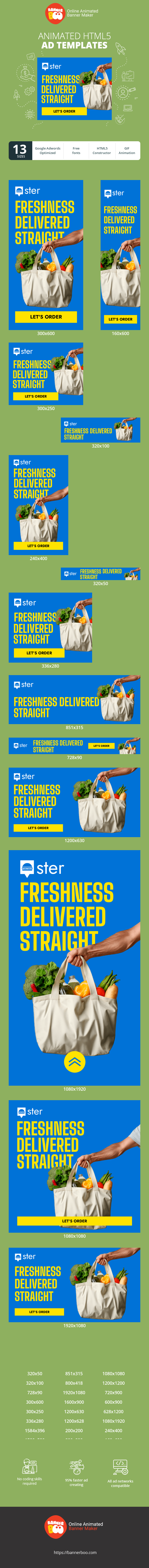 Banner ad template — Freshness Delivered Straight To Your Doorstep! — Grocery Delivery