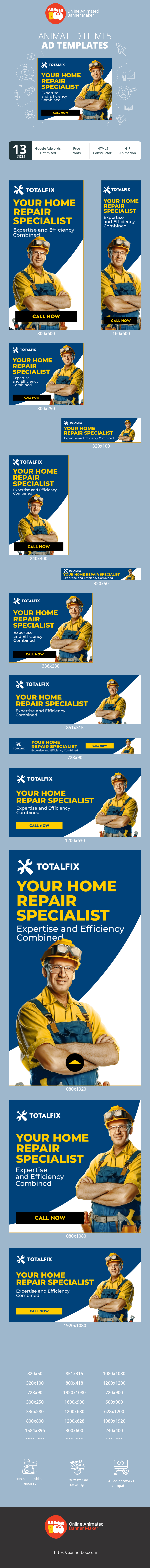 Szablon reklamy banerowej — Twój Specjalista od Napraw Domowych — Połączenie Fachowości i Efektywności