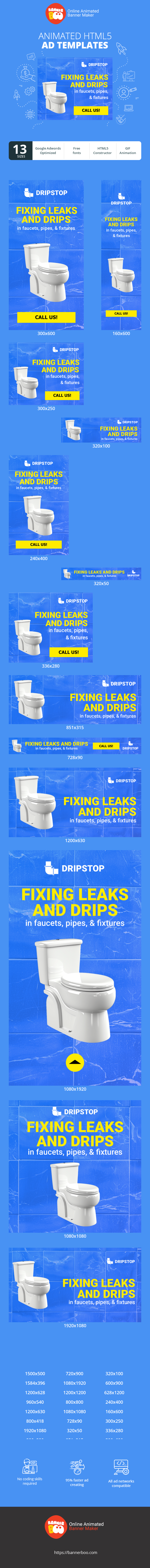 Banner ad template — Fixing Leaks And Drips — In Faucets, Pipes And Fixtures