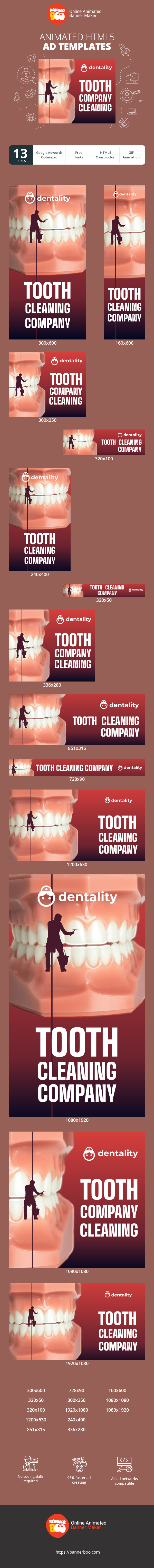 Banner ad template — Tooth Cleaning Company  — You Call We Clean