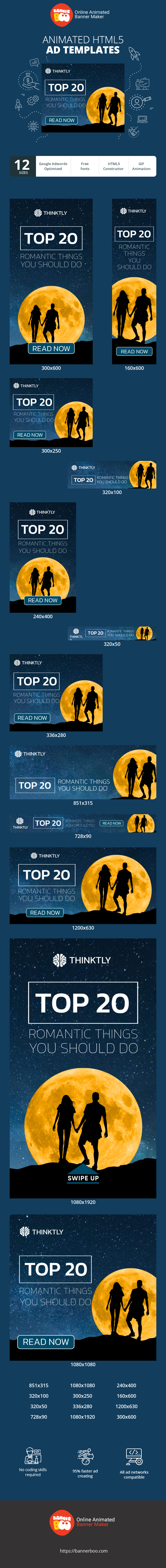 Banner ad template — Top 20 Romantic Things You Should Do — Lifestyle Blog