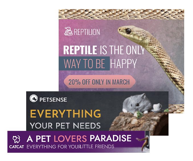GIF templates of advertising banners products for pets