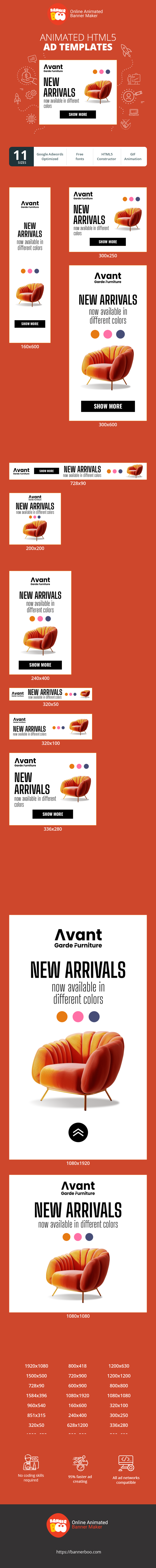 Banner ad template — New Arriwals — Now Available In Different Colours