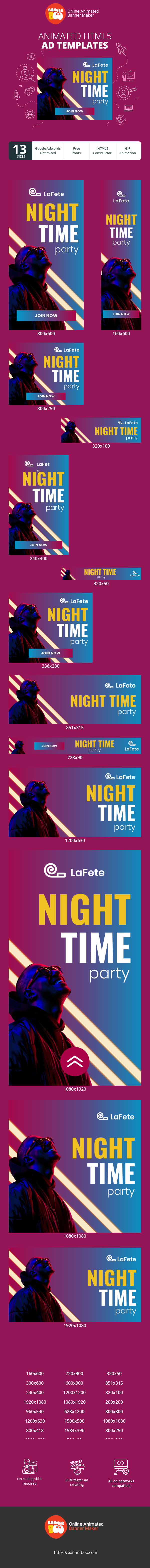 Banner ad template — Night Time Party — Festivals