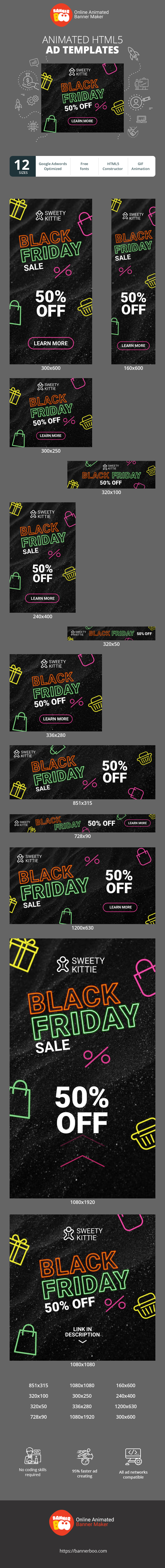 Szablon reklamy banerowej — Black Friday Sale — 50% Off