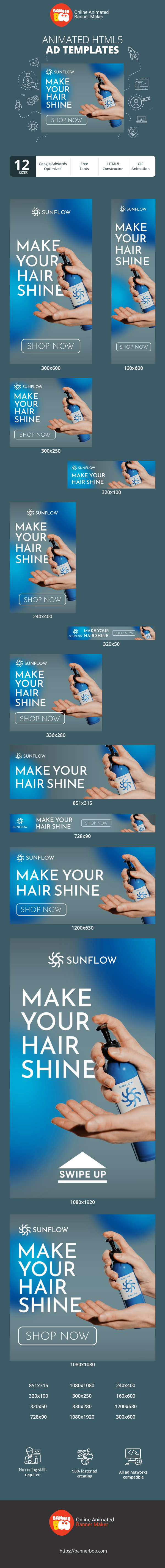 Banner ad template — Make Your Hair Shine — Hair Care