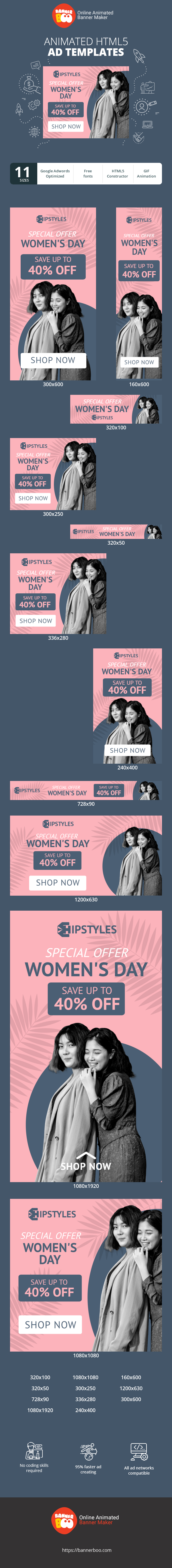 Szablon reklamy banerowej — Womens Day — Special Offer Save Up To 40% Off