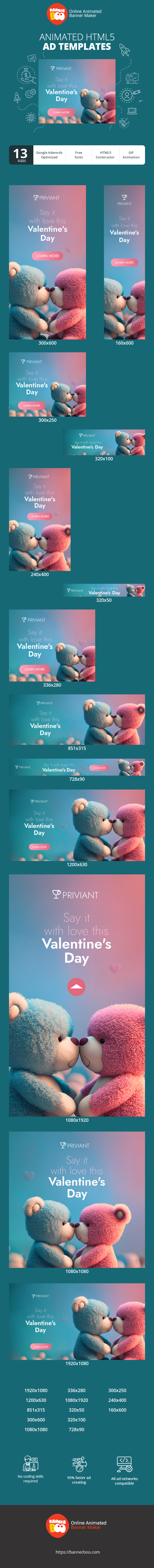 Шаблон рекламного банера — Say It With Love This Valentine's Day — Valentine's Day