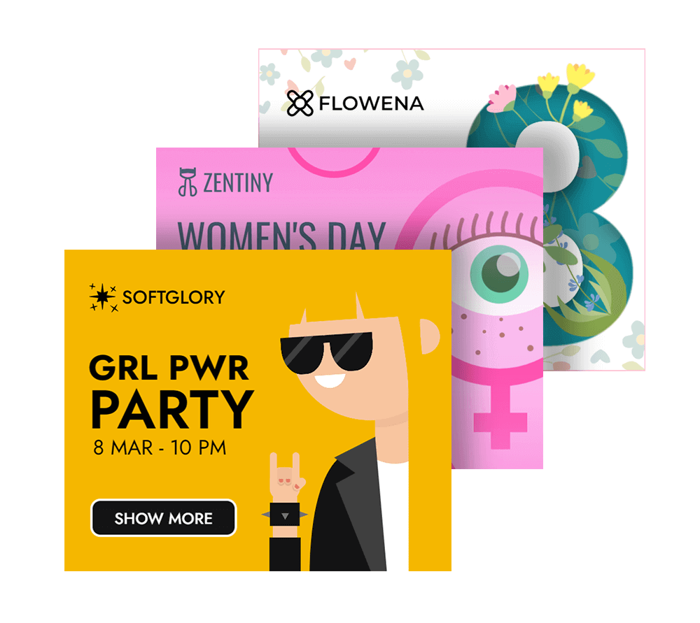Animated banner templates for Women's Day 