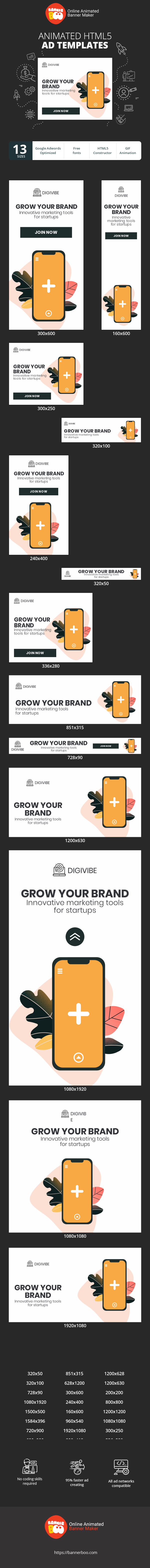 Szablon reklamy banerowej — Grow Your Brand — Innovative Marketing Tools For Startups