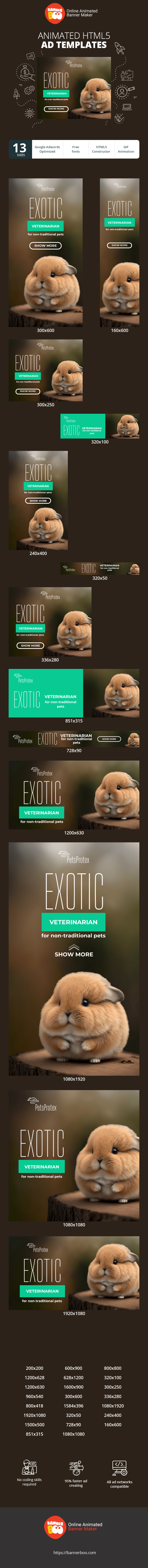 Banner ad template — Exotic Veterinarian — For Non-Traditional Pets