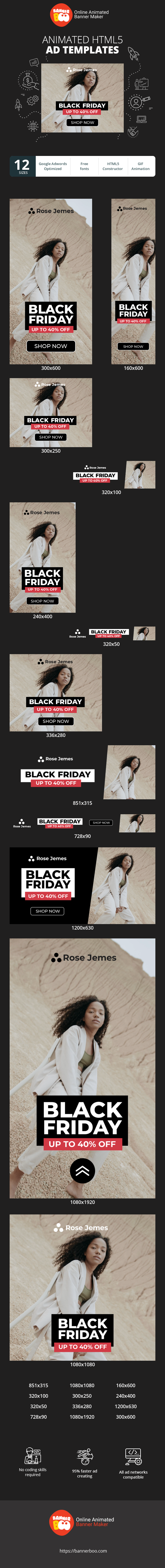 Banner ad template — Black Friday — Up To 40% Off Video