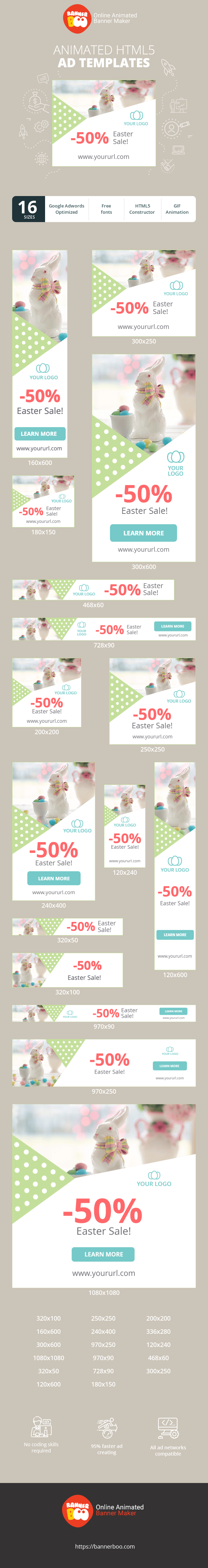 Шаблон рекламного банера — Easter Sale -50%!