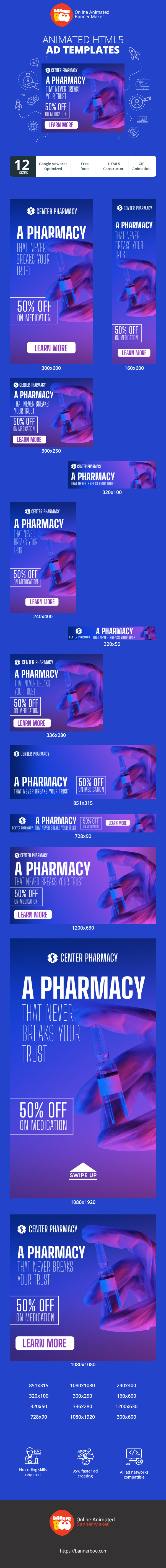 Szablon reklamy banerowej — A Pharmacy That Never Breaks Your Trust — 50% Off On Medication