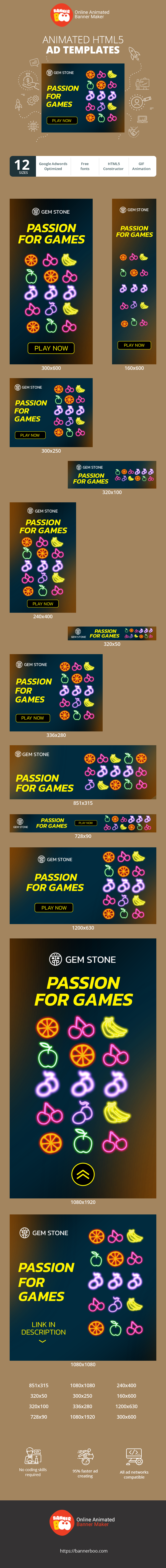 Banner ad template — Passion For Games — Gambling