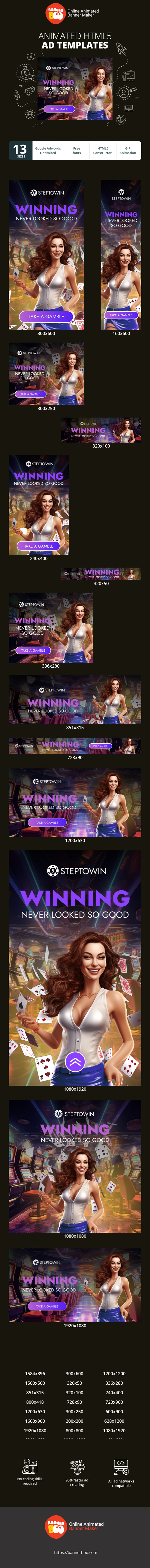 Banner ad template — Winning Never Looked So Good — Gambling