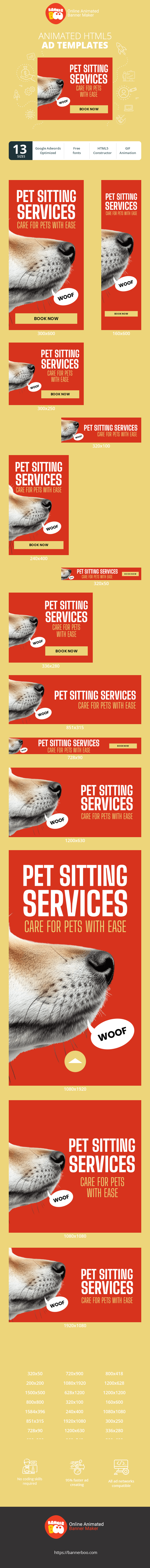 Banner ad template — Pet Sitting Services — Care For Pets With Ease