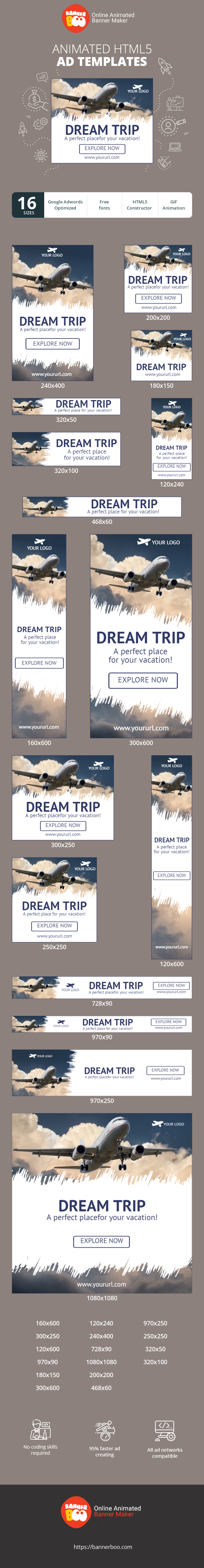 Шаблон рекламного банера — Dream Trip — a Perfect Place for Your Vacation