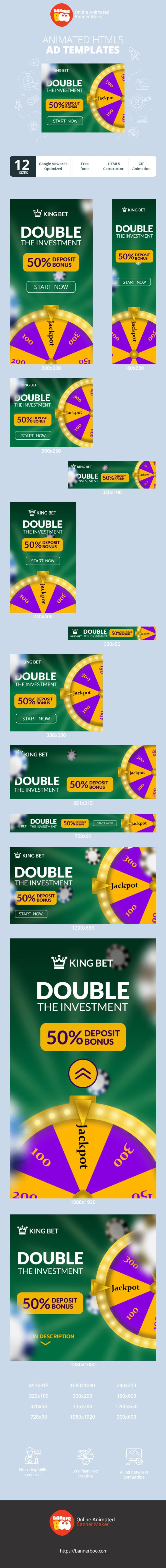 Banner ad template — Double The Investment — 50% Deposit Bonus