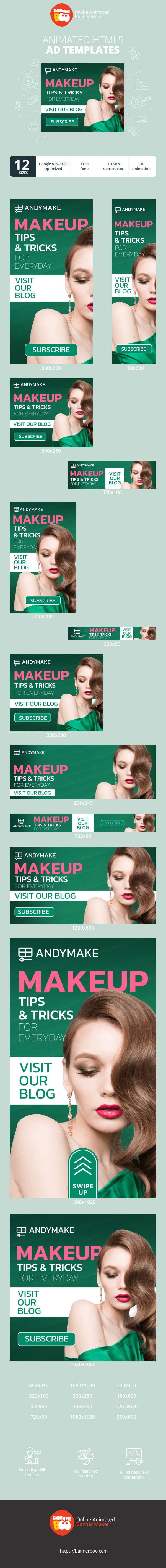 Шаблон рекламного банера — Makeup Tips & Tricks For Everyday — Visit Our Blog