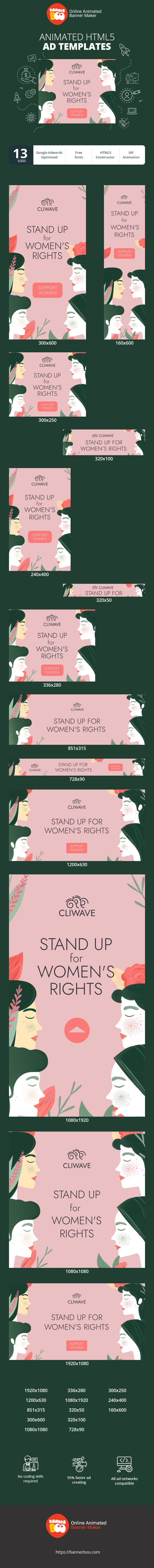 Szablon reklamy banerowej — Stand Up For Women's Rights — Women's Day