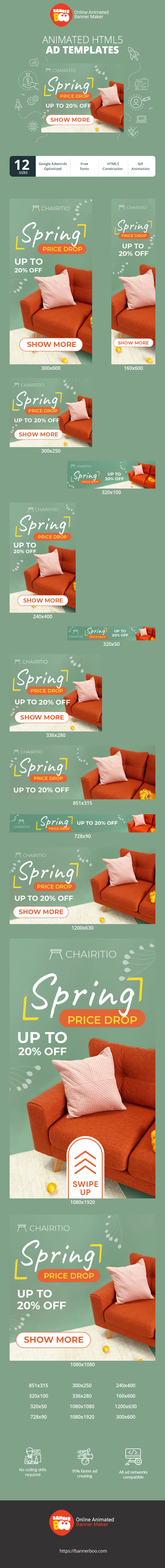 Banner ad template — Spring Price Drop — Up To 20% Off