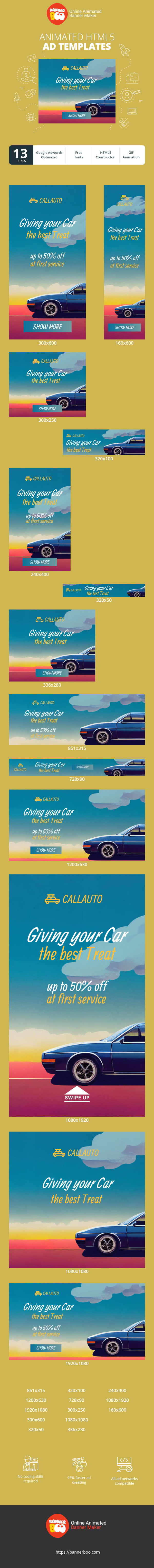 Шаблон рекламного банера — Giving Your Car The Best Treat — Up To 50% Off At First Service