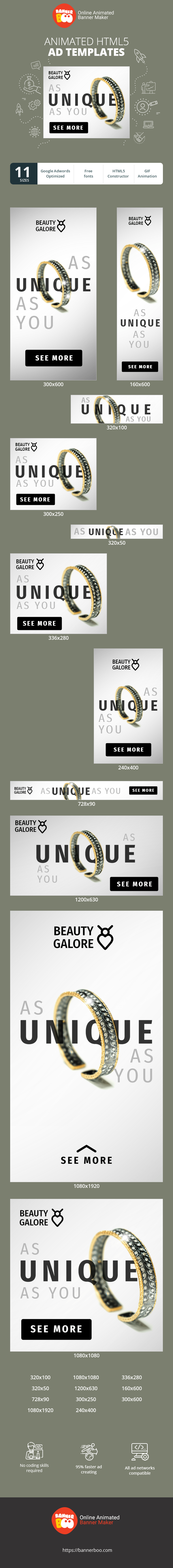 Szablon reklamy banerowej — Tak wyjątkowe jak Ty — Sklep z biżuterią