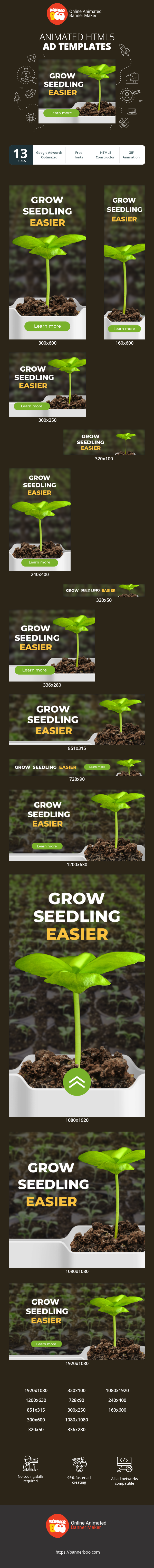 Шаблон рекламного банера — Grow Seedling Easier — Agriculture
