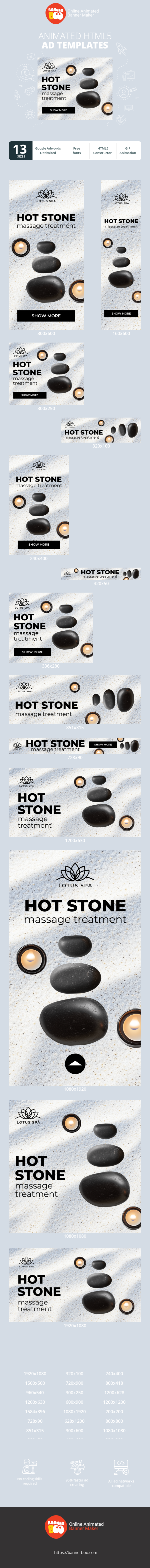 Шаблон рекламного баннера — Hot Stone — Massage Treatment